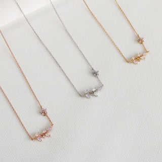 Rosy Blossom Leaf Branch Necklace