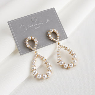 Rosy Pink Opal and Pearl Loop Drop Earrings