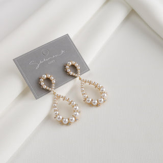 Rosy Pink Opal and Pearl Loop Drop Earrings