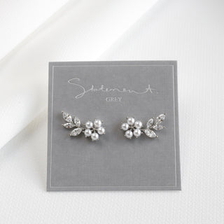 Floral Pearl Leaf Vine Earrings