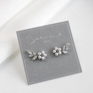 Floral Pearl Leaf Vine Earrings
