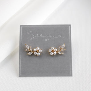 Floral Pearl Leaf Vine Earrings