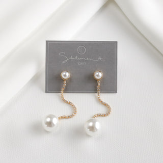 Pearl and Crystal Tennis Earrings