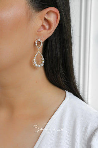 Rosy Pink Opal and Pearl Loop Drop Earrings