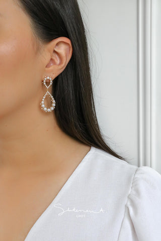Rosy Pink Opal and Pearl Loop Drop Earrings