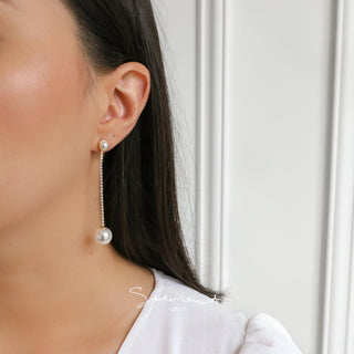 Pearl and Crystal Tennis Earrings