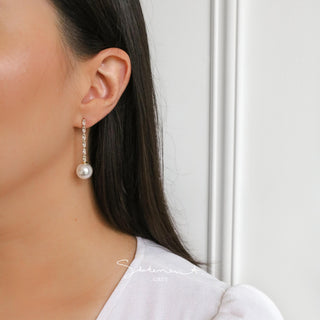 Baguette Crystal Pearl Drop Earrings