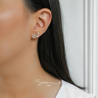 Floral Pearl Leaf Vine Earrings