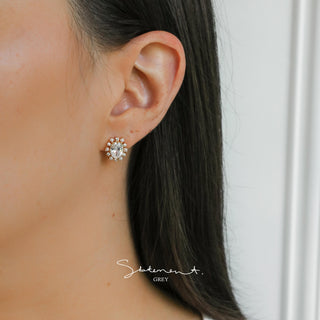 Evelyn Pearl Oval Crystal Stud Earrings