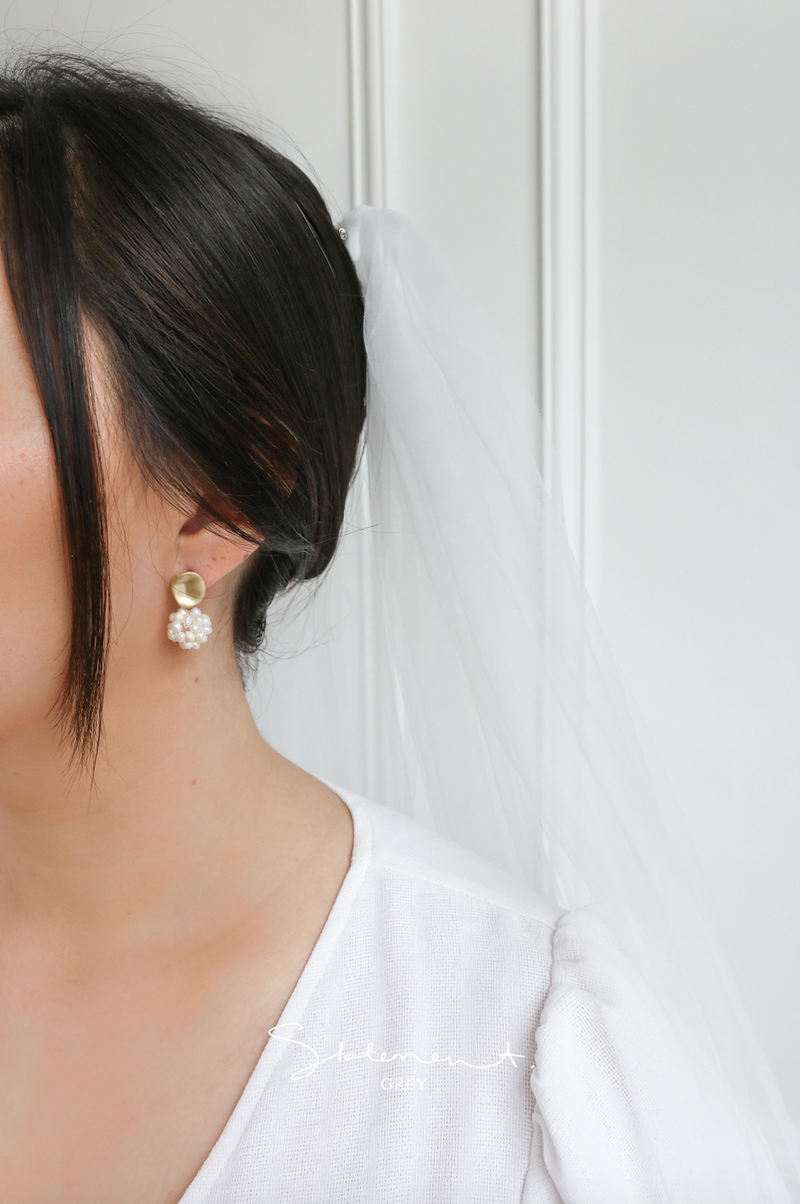 Matte Gold Pearl Droplet Earrings