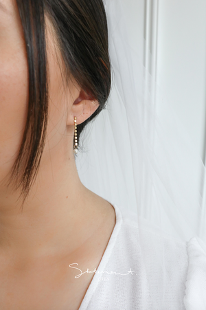 Disk Chain Drop Pearl Earrings