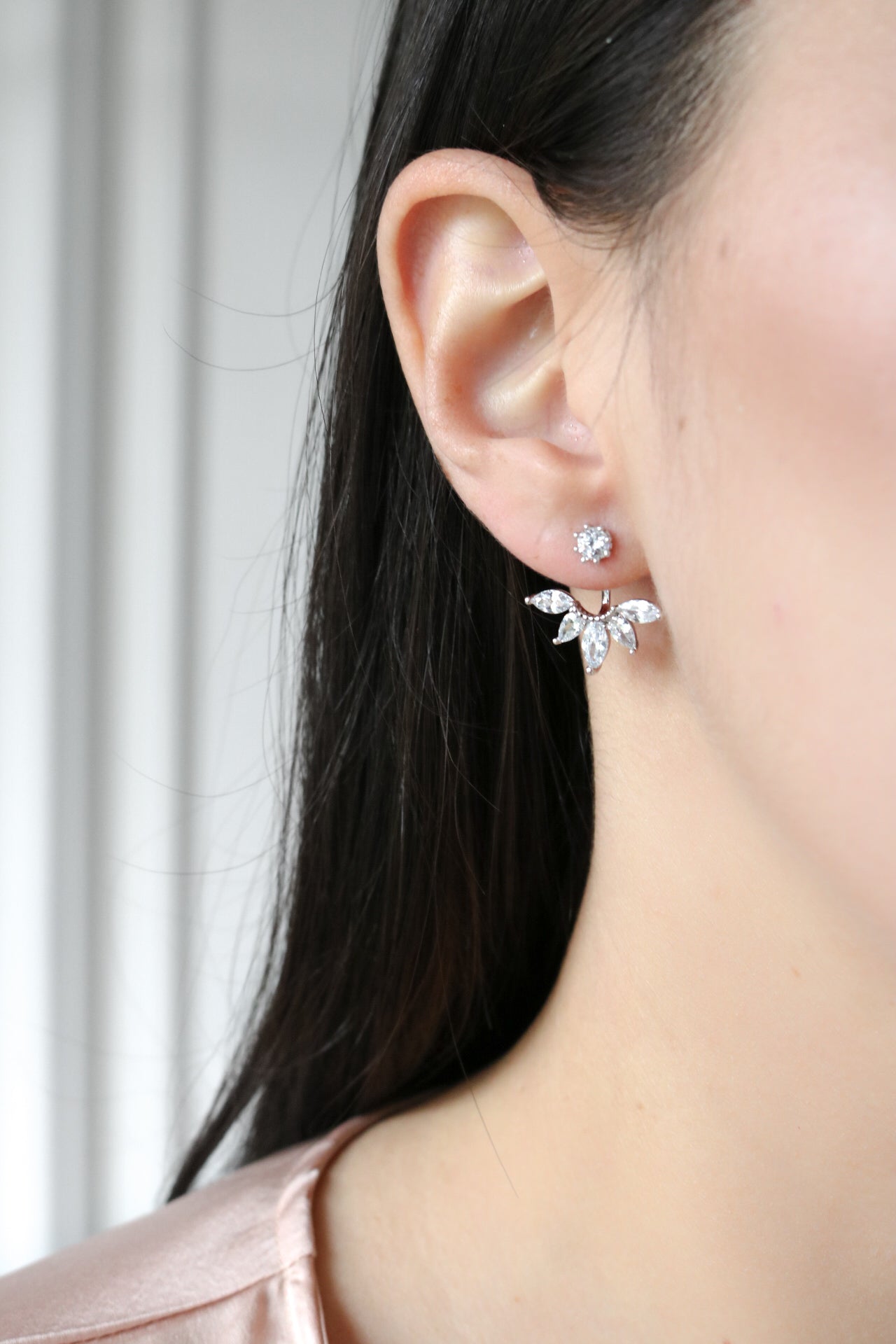 Dainty Birthstone Ear Jacket Stud Earrings | Caitlyn Minimalist