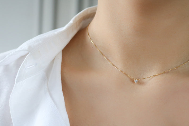 Petite Crystal Necklace - Sterling Silver